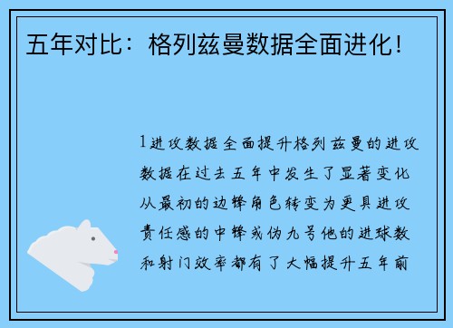 五年对比：格列兹曼数据全面进化！